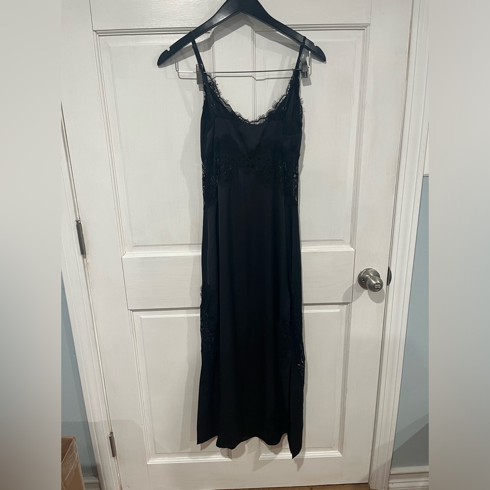 ramy brook maren lace trim satin slip dress | size 8 - Picture 3 of 5